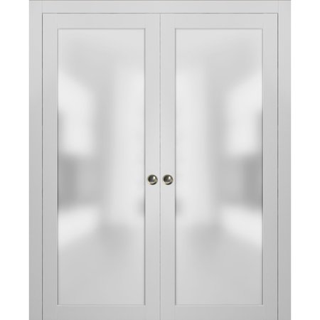SARTODOORS Pocket Interior Door, 18" x 80", Gray PLANUM2102DP-WS-6084